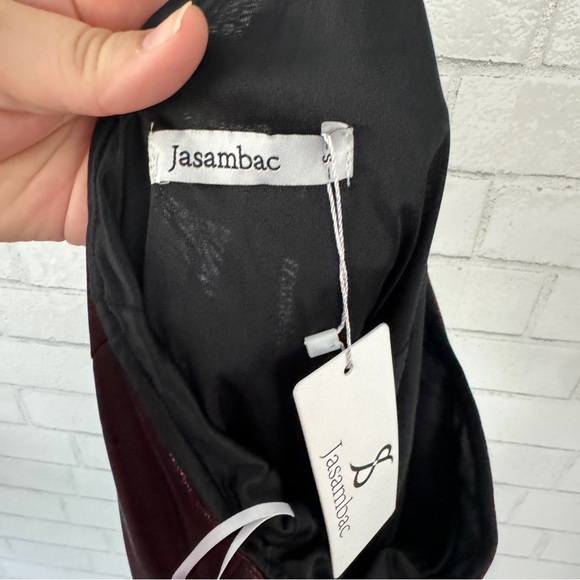 JASAMBAC Red & Black Shimmer One Shoulder Dress - Picture 7 of 8